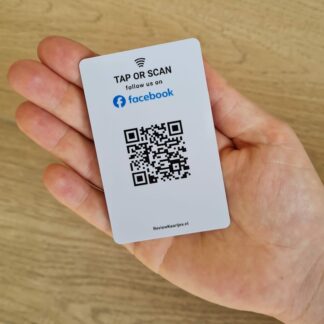 Facebook Volg Ons in hand met NFC en QR code