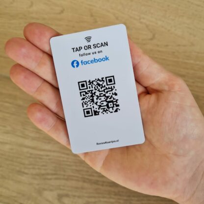 Facebook Volg Ons in hand met NFC en QR code
