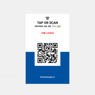 Google Review Kaart in hand met NFC en QR code met eigen logo