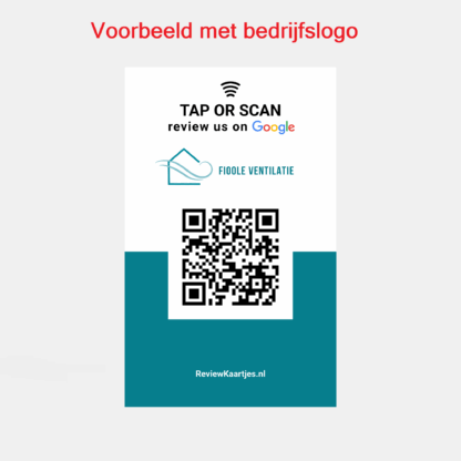 Google Review Kaart in hand met NFC en QR code met eigen logo