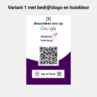 Google Review Kaart in hand met NFC en QR code met eigen logo