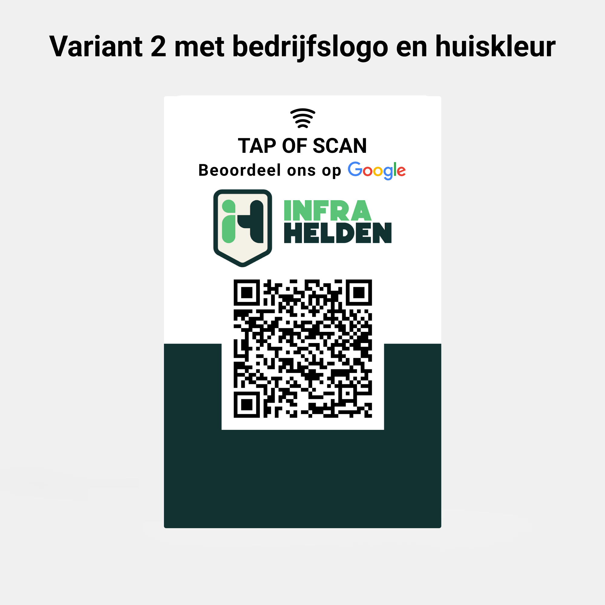Google Review Kaart in hand met NFC en QR code met eigen logo
