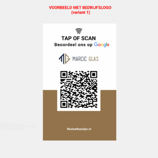 Google Review Kaart in hand met NFC en QR code met eigen logo